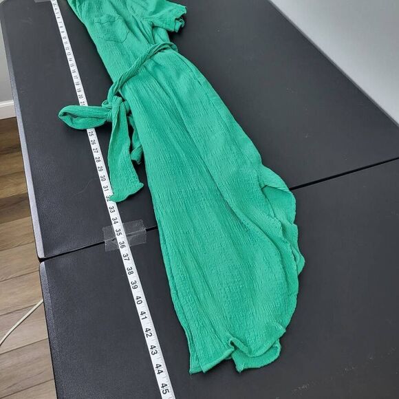 Maeve Womens Aria Midi Shirt Dress Green XS  Belted Gauze Textured Button Front - Picture 8 of 8